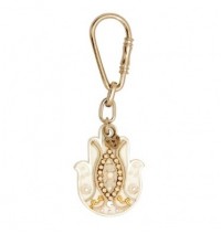 White Hamsa Hand Key Chain